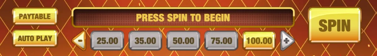 Fire Joker bet selector panel — adjustable from C$0.05 to C$100 per spin